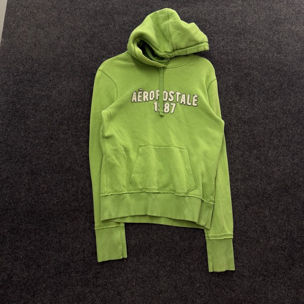 Aeropostale 1987 Vintage Y2K Lime Green Pullover Hoodie Sweatshirt Large